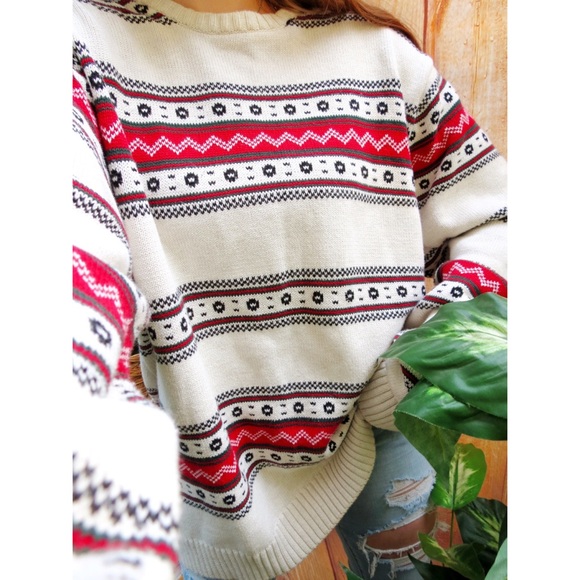 Vintage fair isle oversized chunky knit sweater 🌲 - Picture 4 of 9